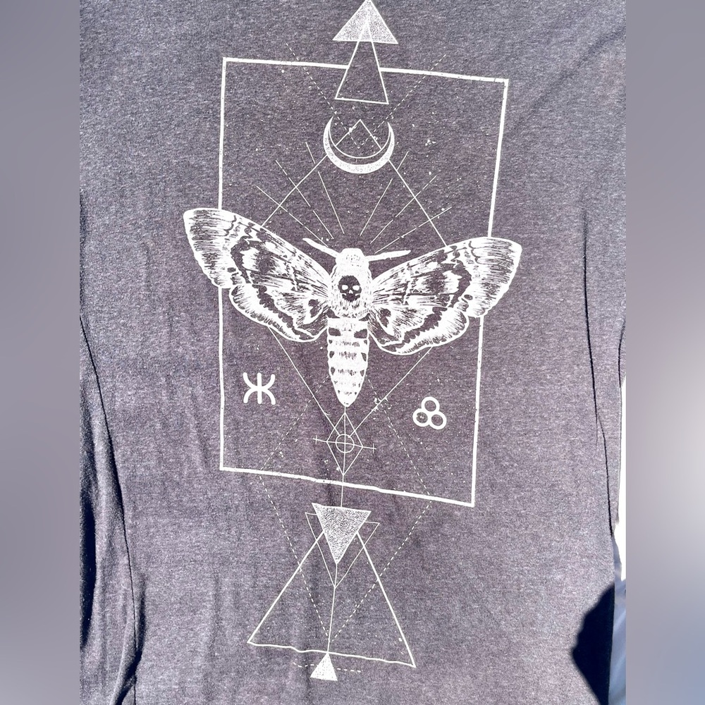 Graphic Witchy T-Shirt Dress with Moth Design - Picture 3 of 6